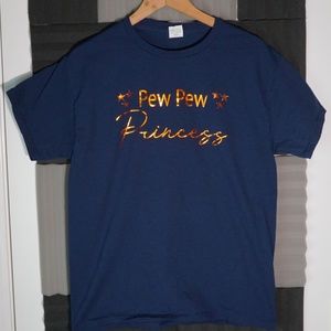Pew Pew Princess w/ Stars T-shirt ~ Copper